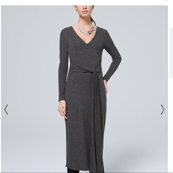 New - WHBM Cozy Midi Dress With Twisted Belt - Picture 2 of 5
